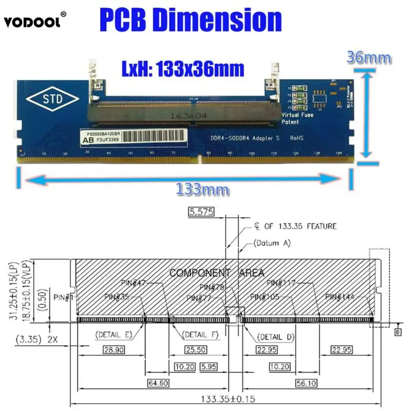 VODOOL Профессиональный ноутбук DDR4 SO-DIMM для рабочего стола DIMM разъем для ОЗУ адаптер настольный ПК карты памяти конвертер адаптер