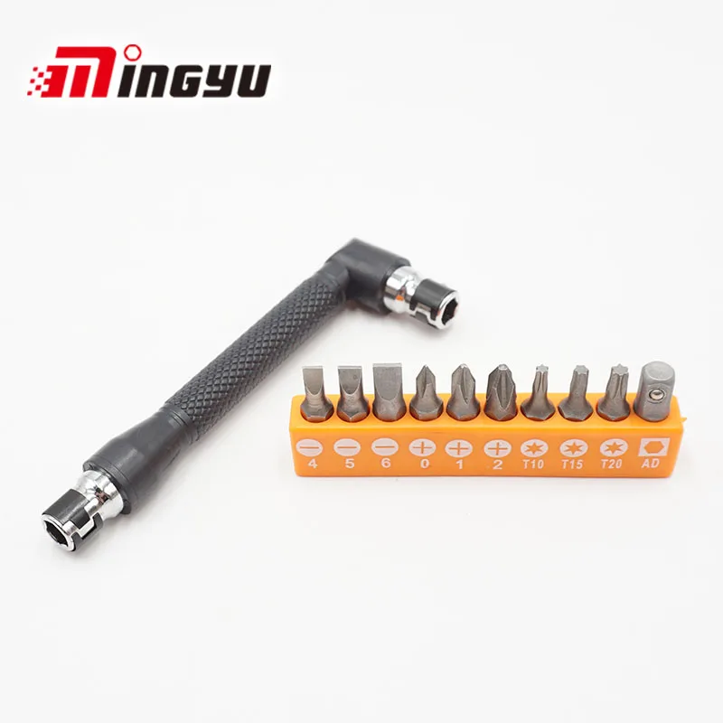 

L-Shape Screwdriver With Bits Hex Double Head Repair Hand Tools Ratchet Wrench Sockets Set Mini Wrench Bits For Screwdriver