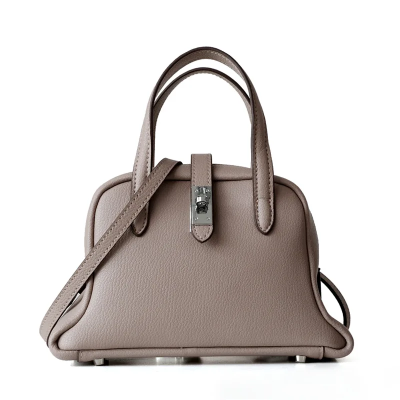 

2019 New Arrival Genuine Leather Handbags Women Shoulder Bag Soft Leather Tote Bags High Qaulity Female Crossbody Bag Gray Black