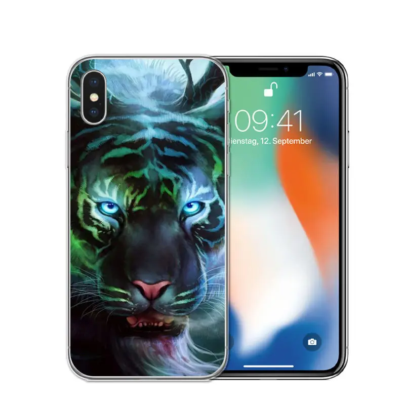 RUIXKJ для iphone X, 8, 8 Plus, 7, 6, 6S Plus, 5S, SE, крутой тигр, Сова, кошка, собака, мультфильм, окрашенный силиконовый чехол для телефона, для iphone 7, чехол