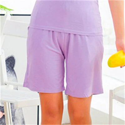 Большие размеры, летние шорты из модала для сна, Женские однотонные повседневные шорты для сна, женские пижамные штаны большого размера - Цвет: Фиолетовый