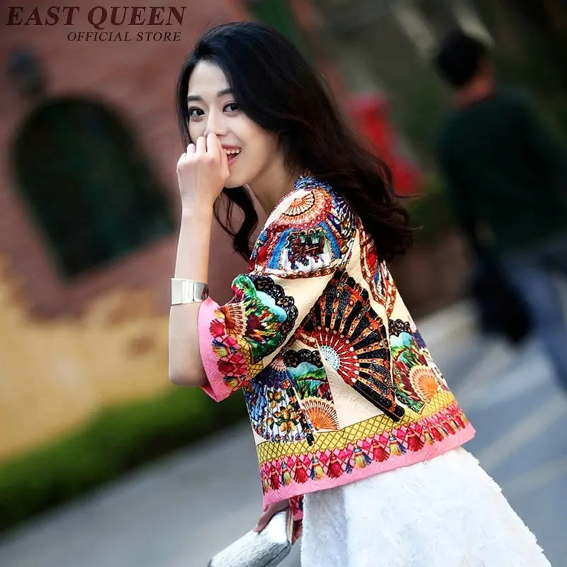 boho jacket casual bomber jacket embroidery boho clothing Boho chic style colorful half sleeve short coats AA1932 Q