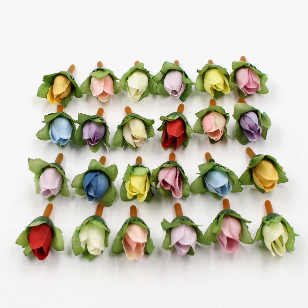 

20pcs/lot Artificial Flower 3cm Mini Silk Rose Flower Bud Wedding Decorative Flower DIY Wreath Scrapbook Gift Box Craft Flower