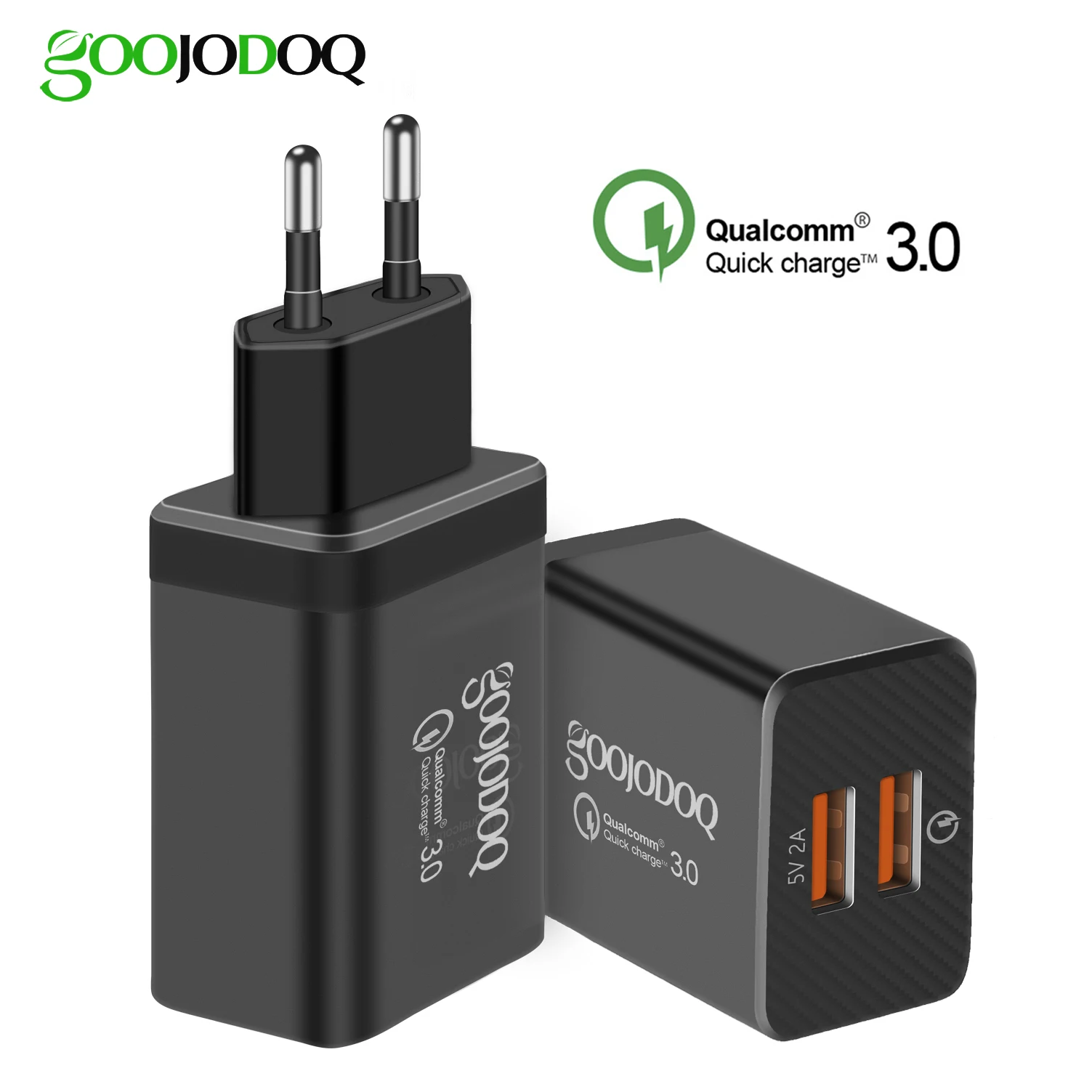 Quick Charge QC3.0 Travel EU Plug Fast Charging USB Charger for Samsung LG Xiaomi Huawei Dual USB Power Adapter for iPhone 6 6S