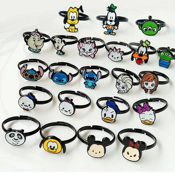 

New 80 pcs Cartoon mickey minnie stitch mix Fashion Finger Ring Adjustable Children's Cartoon Ring S-10
