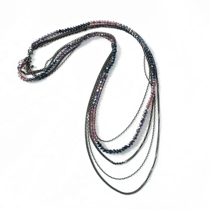

Free Shipping Mixed Color Multi Layers Chain Pendant Necklace