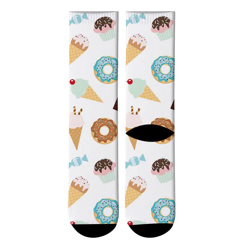 Funny Donut printed Running Socks Women's Men's Street funky Long Sock harajuku Fashion Popular Novelty Socks 8ZWL05 - Цвет: Style3