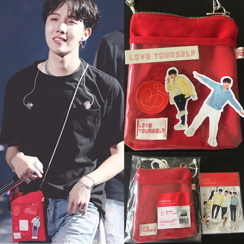 

1PCS LOVE YOURSELF WORLD TOUR MINI Bag Concert Handbag Shoulder Bag with 18pcs/set 8TS DIY Decal Stickers Bangtan Boys HF290