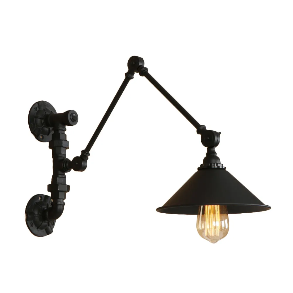 

Black Village Vintage Wall Lamp American Iron Aisle Creative Bedroom E27 Bulb wall light restaurant led wall lamp 220mm RWL0083