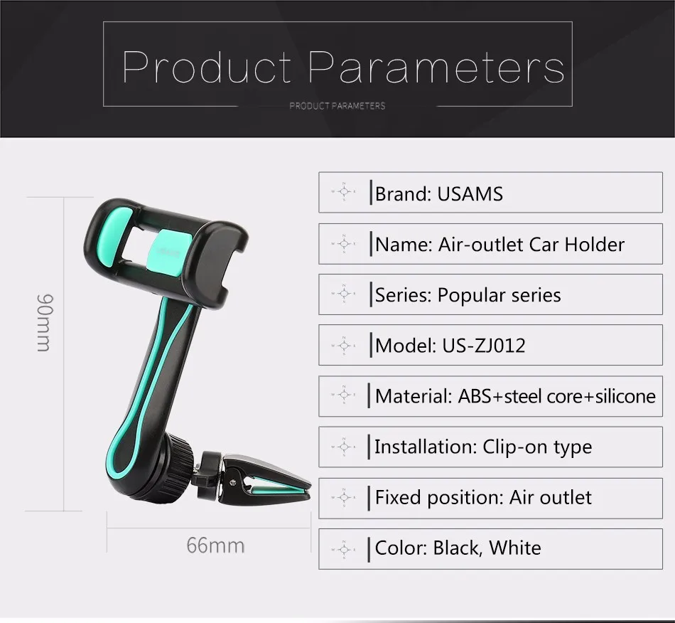Автомобильный держатель USAMS для мобильного телефона, держатель для телефона на вентиляционное отверстие, автомобильный держатель для телефона, вращающийся Автомобильный держатель на 360 градусов, подставка для iPhone, samsung, Xiaomi