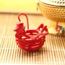 Миниатюрный Кукольный дом Мини Моделирование красная курица корзина для яиц корзина для овощей