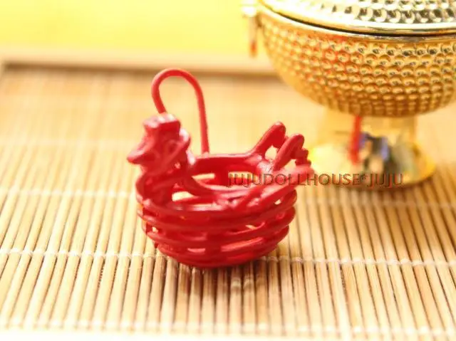 

MINI doll house Mini simulation red hen egg basket vegetables basket