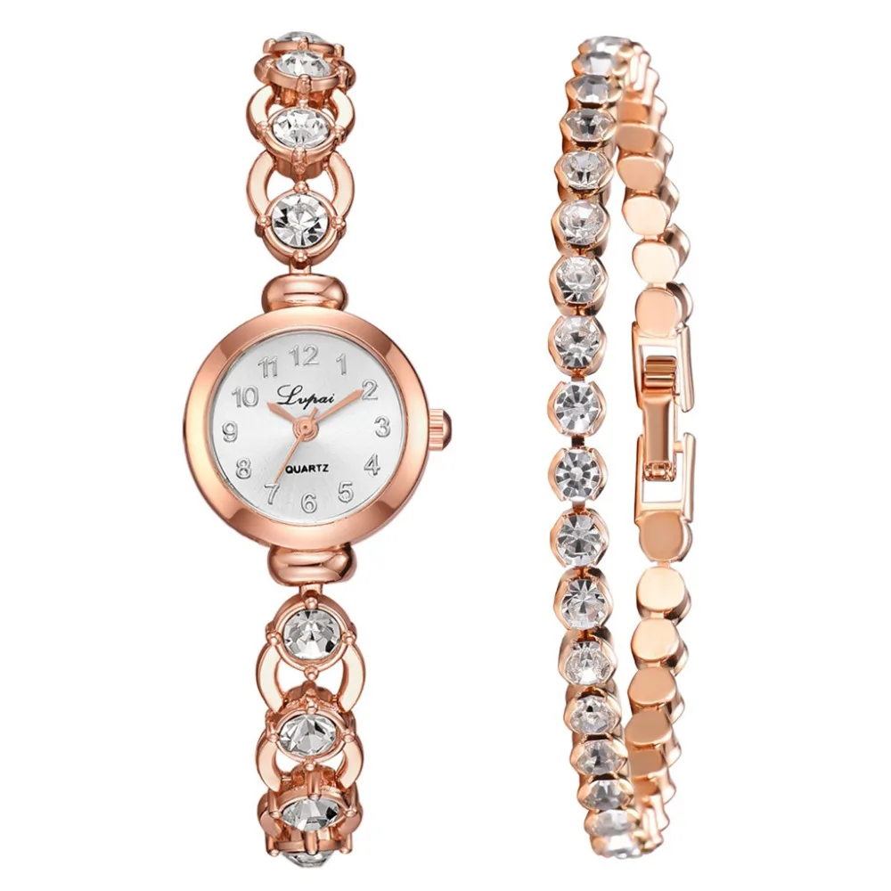 Relogio feminino Роскошные модные простые циферблат Сталь полосы аналоговые кварцевые часы Полный бриллиантовый браслет дамы подарок на день рождения часы A40