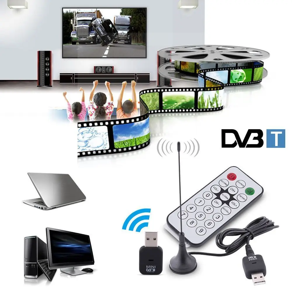 

AH-LINK Mini USB 2.0 Digital DVB-T SDR+DAB+FM HDTV TV Stick Tuner Antenna Dongle Stick Video Broadcasting Recording Receiver