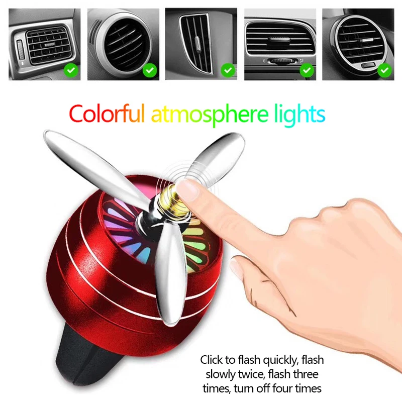 Propeller Air Freshener LED Mini Conditioning Vent Outlet Perfume Clip Fresh Aromatherapy Fragrance Accessories (8)