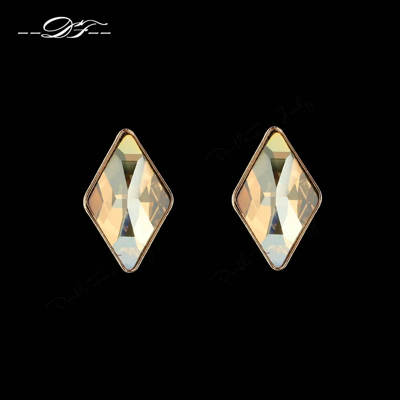 Милые блестящие серьги-гвоздики с ромбовидным кристаллом цвета розового золота модные брендовые Винтажные Ювелирные изделия/ювелирные изделия для женщин Горячая Распродажа DFE179