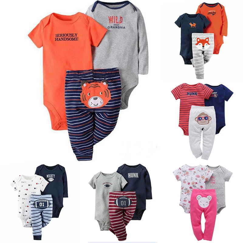 2018 Spring Summer Baby Girls Clothes Sets Cotton Romper+Cartoon Cute Pants 3 Piece Newborn Infant Baby Boys clothing set 2018 Spring Summer Baby Girls Clothes Sets Cotton Romper+Cartoon Cute Pants 3 Piece Newborn Infant Baby Boys clothing set
