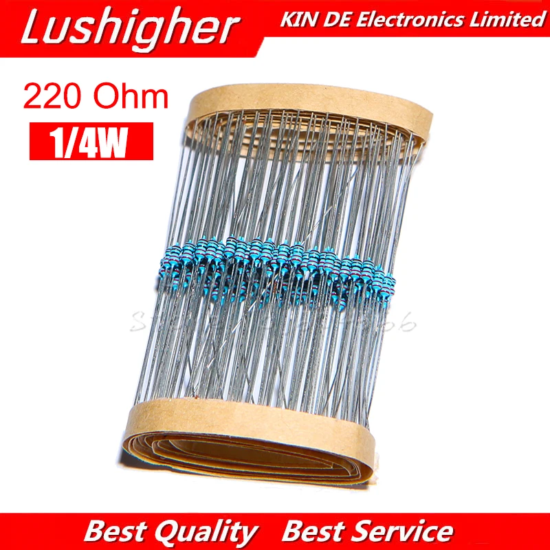 

100PCS 220 Ohm 220R 1/4W Metal Film Resistor 1% New