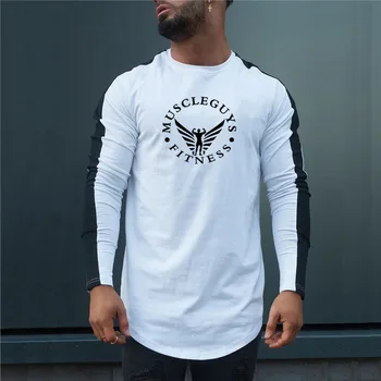 

2019 Men Running T shirt Gym Fitness Workout Training Breathable Cotton Flexible T-shirt Male Jogging Slim Tee Tops Man Clothing