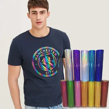 

50cm*200cm Holographic Heat Transfer Vinyl on T-shirt, hat, sweater Heat Press Film 20''x78.74'' High Quality