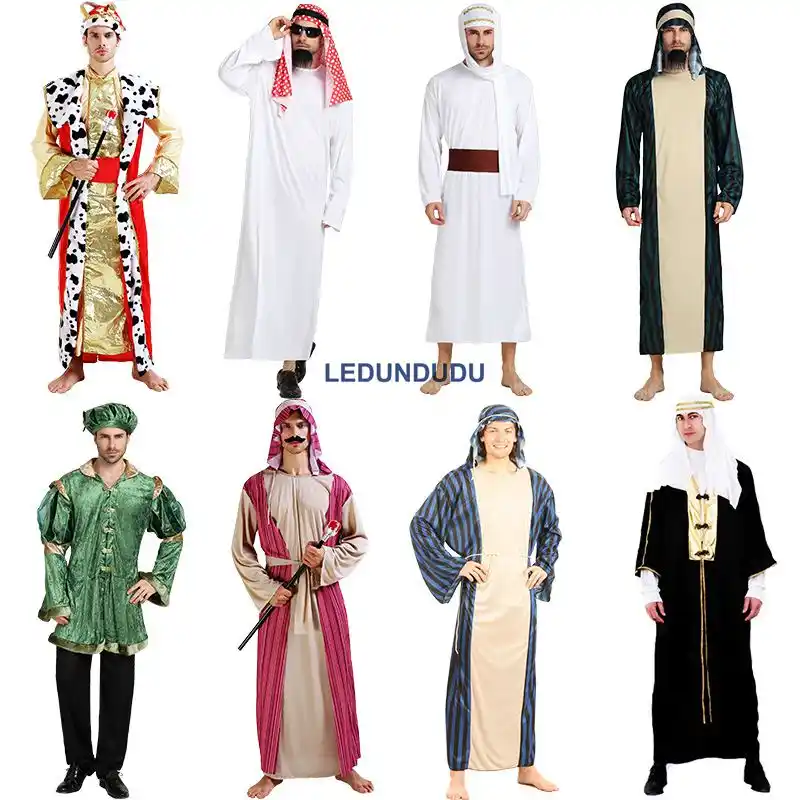 Adults Men Arabia Prince Cosplay Costume Dubai Middle East Robe Arab