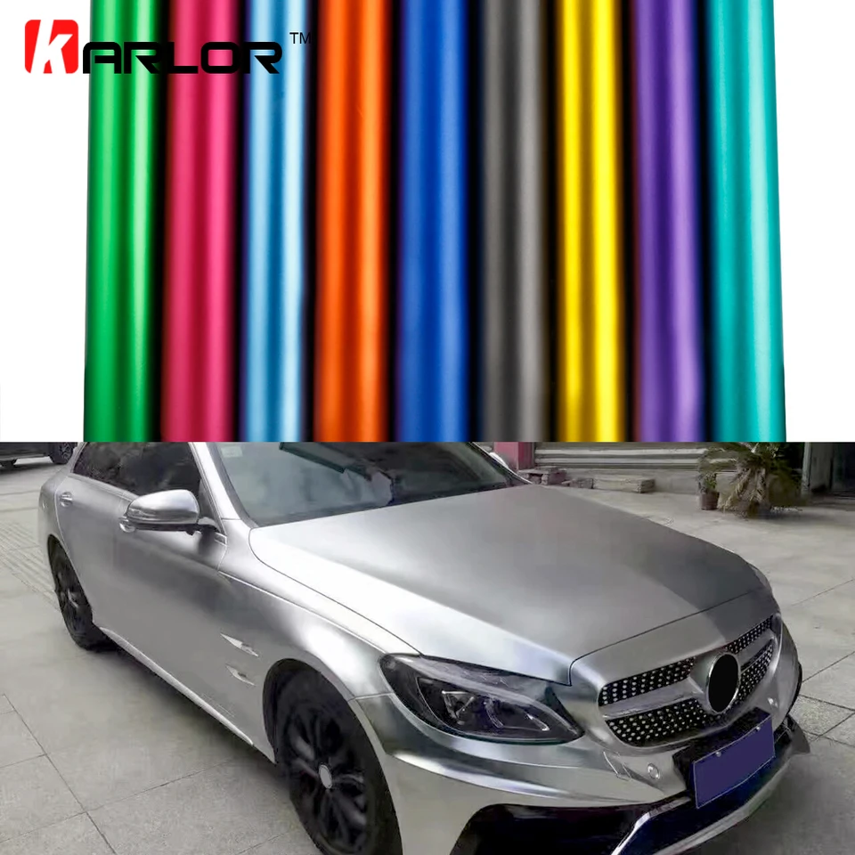 High Quality Matte Satin Chrome Metallic Silver Vinyl Folie Film Bubble  Free For Car Styling Size:1.52*20m/roll - Car Stickers - AliExpress