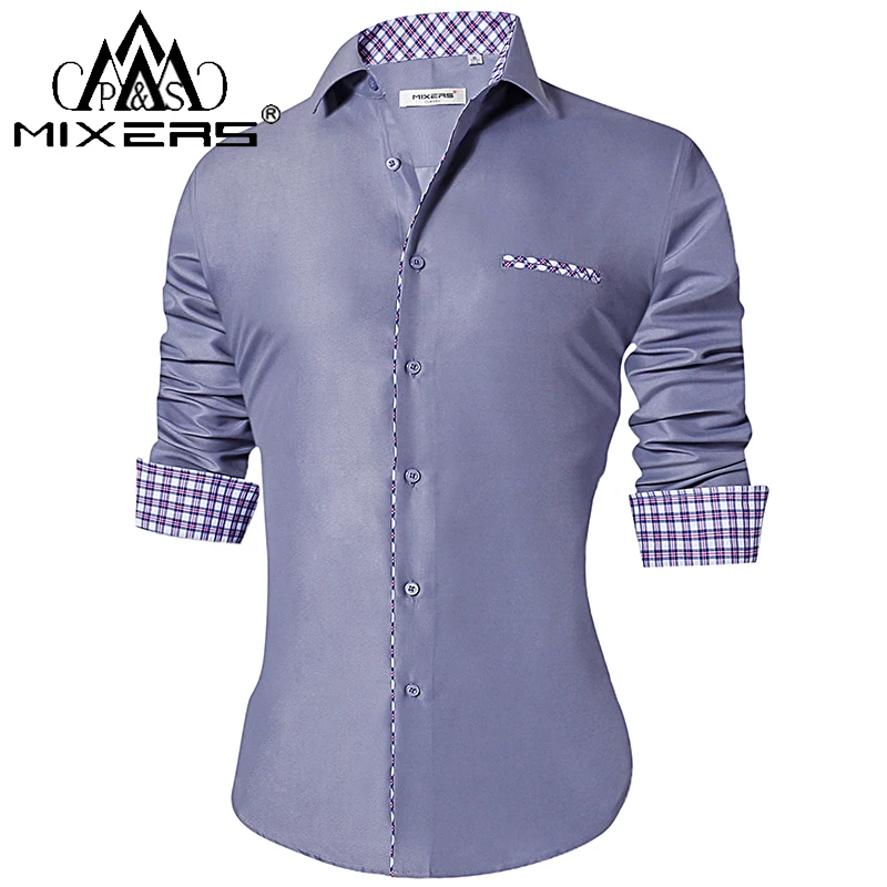 2018 أزياء الرجال قمصان سليم صالح الرجال عارضة قمصان طويلة الأكمام بدوره إلى أسفل طوق اللباس الرسمي قمصان الرجال الملابس 2018 Camisa