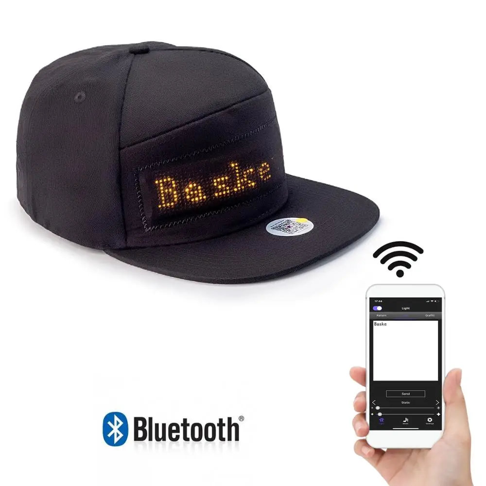 Янтарный светодиодный дисплей Bluetooth, оптовая продажа, хлопковая кепка, бейсбольная Накладка для кнопки, летняя хип-хоп кепка с регулировкой