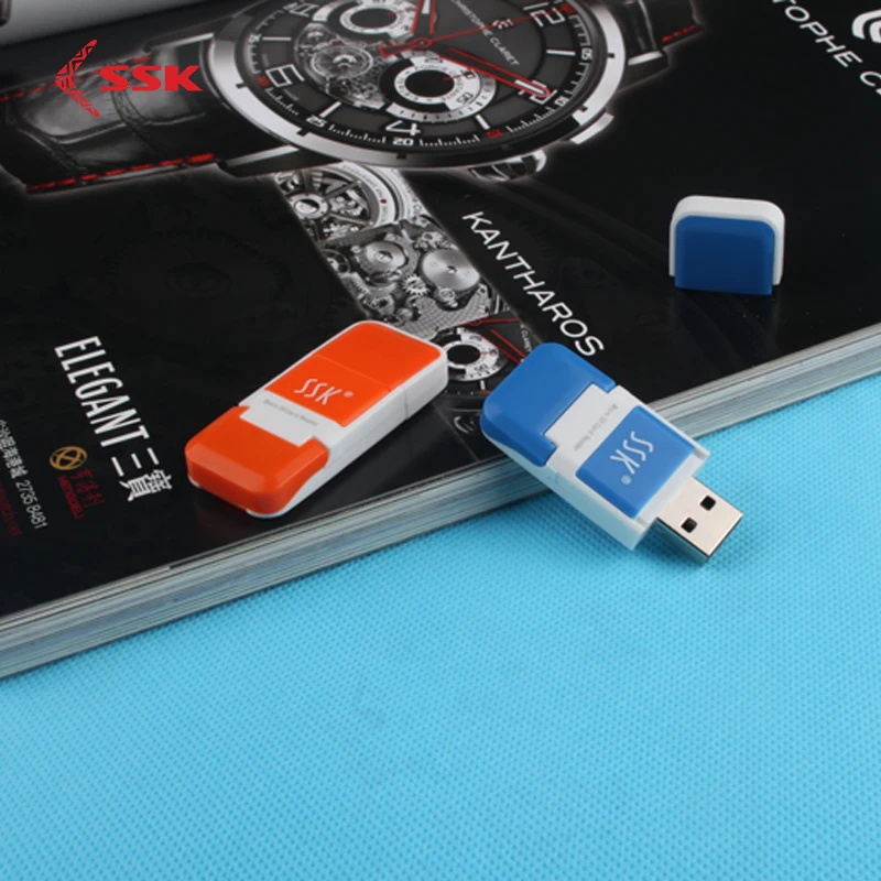 ССК USB 2,0 Micro SD кард-ридер портативный мини высокая скорость T-FLASH/Micro SD для компьютера карта для ноутбука ридер оранжевый синий SCRS022