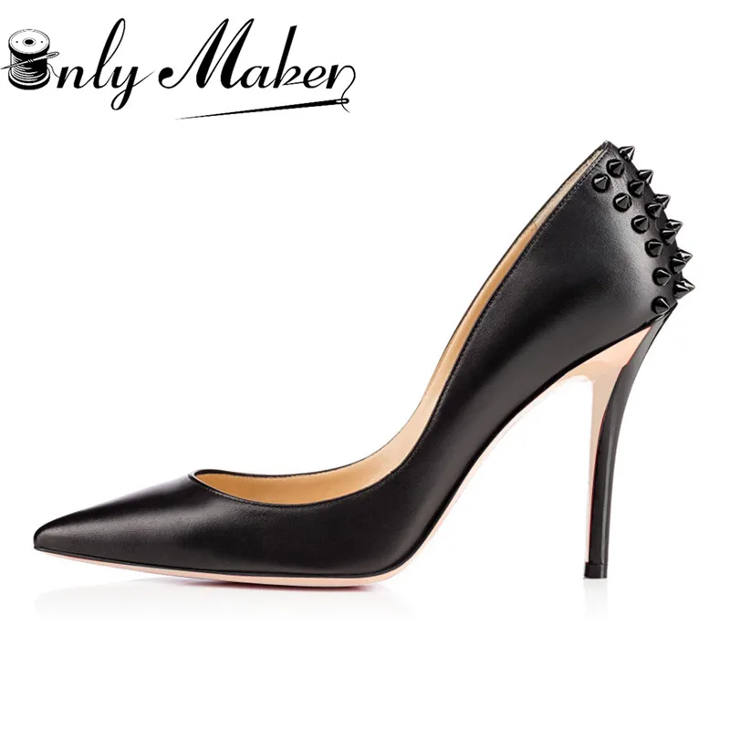 

Onlymaker woman shoesWomen's Fashion High Heel Fashion Pointed Toe Pumps Rivet Decoration Handmade For Wedding Party Dress Shoes