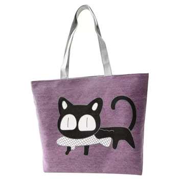 

Girl cat eat fish shopping bag Shoulder Women Handbags beach tote bags handbags