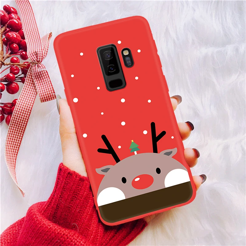 Рождественская елка чехол для телефона samsung S9 плюс Санта Клаус Снеговик Чехлы Galaxy