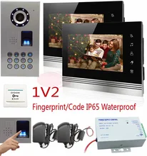 Brand New Video Door Phone Doorbell Intercom IR Camera Monitor Fingerprint/code unlock Touch key CCD Camera IP65 waterproof 1V2(