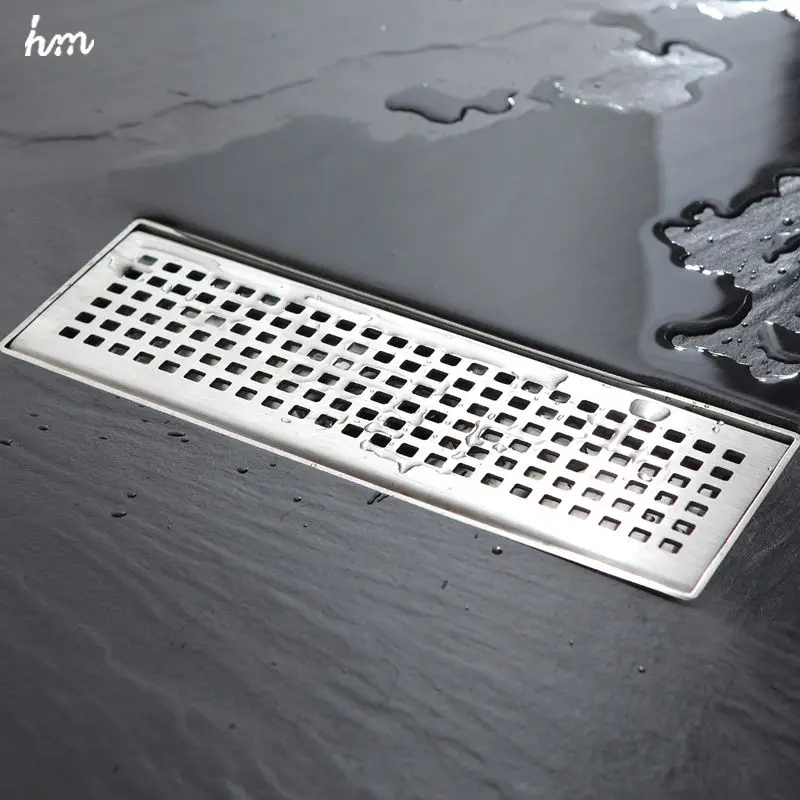 

30*10cm square anti-odor floor drain 304 solid stainless steel bathroom invisible shower floor drain Origin: Guangdong, China