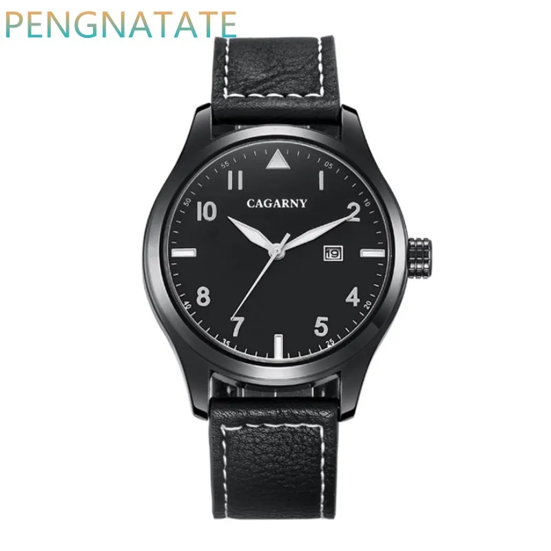 CAGARNY Men Watches Military Sport Luxury Brand Leather Strap Luminous Pointer Relogio Masculino With Calendar Clock PENGNATATE