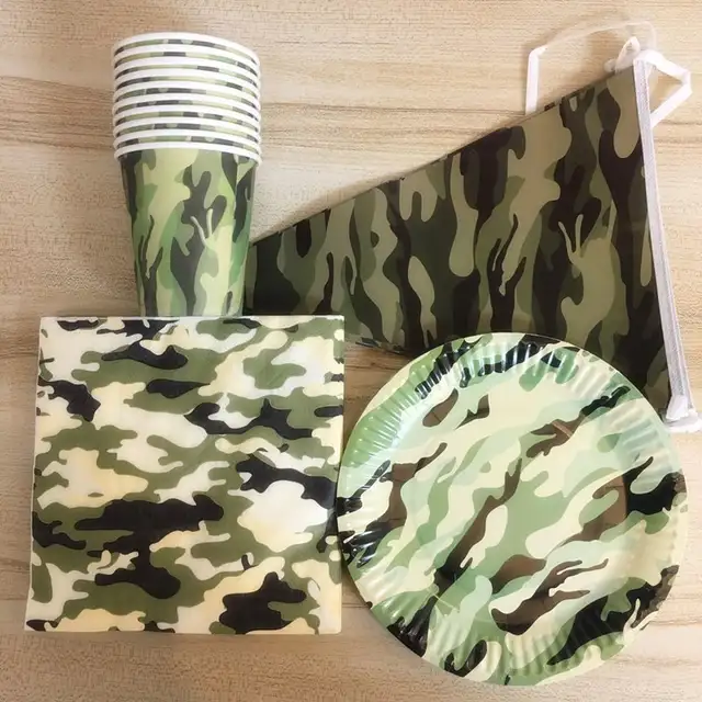 50pcs Set Camouflage Party Supplies Kids Birthday Party Decoration