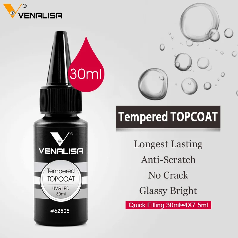 Venalisa Refillment 30ml High Quality Nail Art Soak Off UV/LED No Wipe Top Coat Base Coat Builder Nail Gel Matt Tempered TopCoat 4
