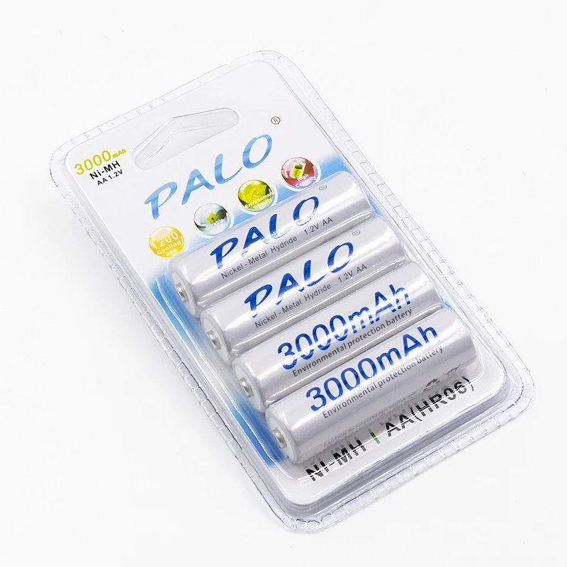 PALO 8 шт. AA аккумулятор Ni-MH 3000mAh 1,2 V 2A аккумуляторные батареи AA Bateria Baterias+ 2 шт. чехол для аккумулятора