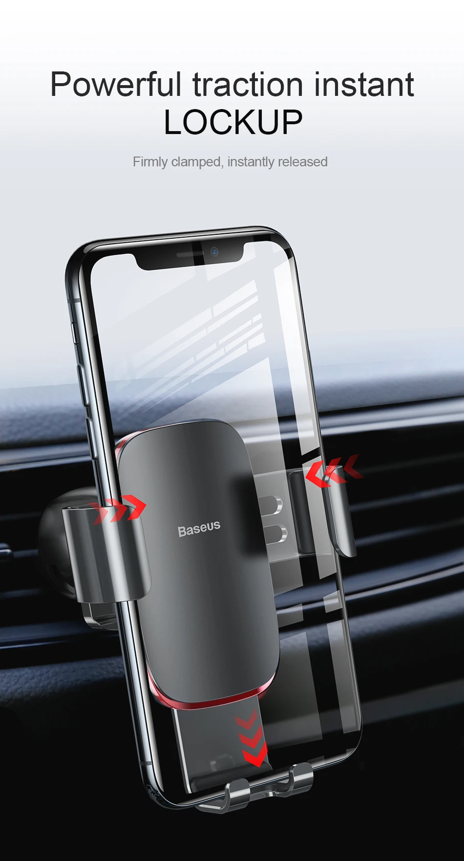 Универсальный автомобильный держатель для телефона Baseus для iPhone, samsung, S9 Plus, huawei, автомобильный держатель, крепление на вентиляционное отверстие, металлический гравитационный держатель для мобильного телефона