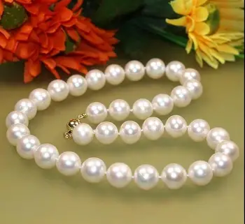 

NEW 9-10mm White Freshwater Cultured Pearl Necklace 18" 36"AAA