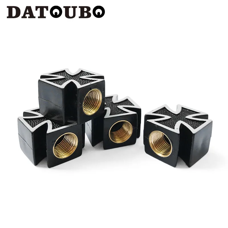 

DATOUBO 16 pcs Car Tire Valve Stem Caps,high quality Iron black Cross valve cap,bike motorcycle truck wheel Air Dust Caps.