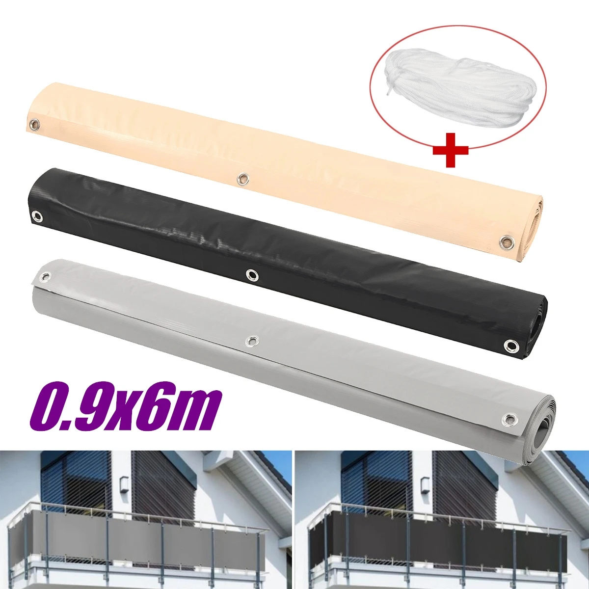 

PVC Waterproof Balcony Private Screen 6X0.9m Sunshade Cloth Wind Protection Panel Garden Fence Supplies Canopy Shelter