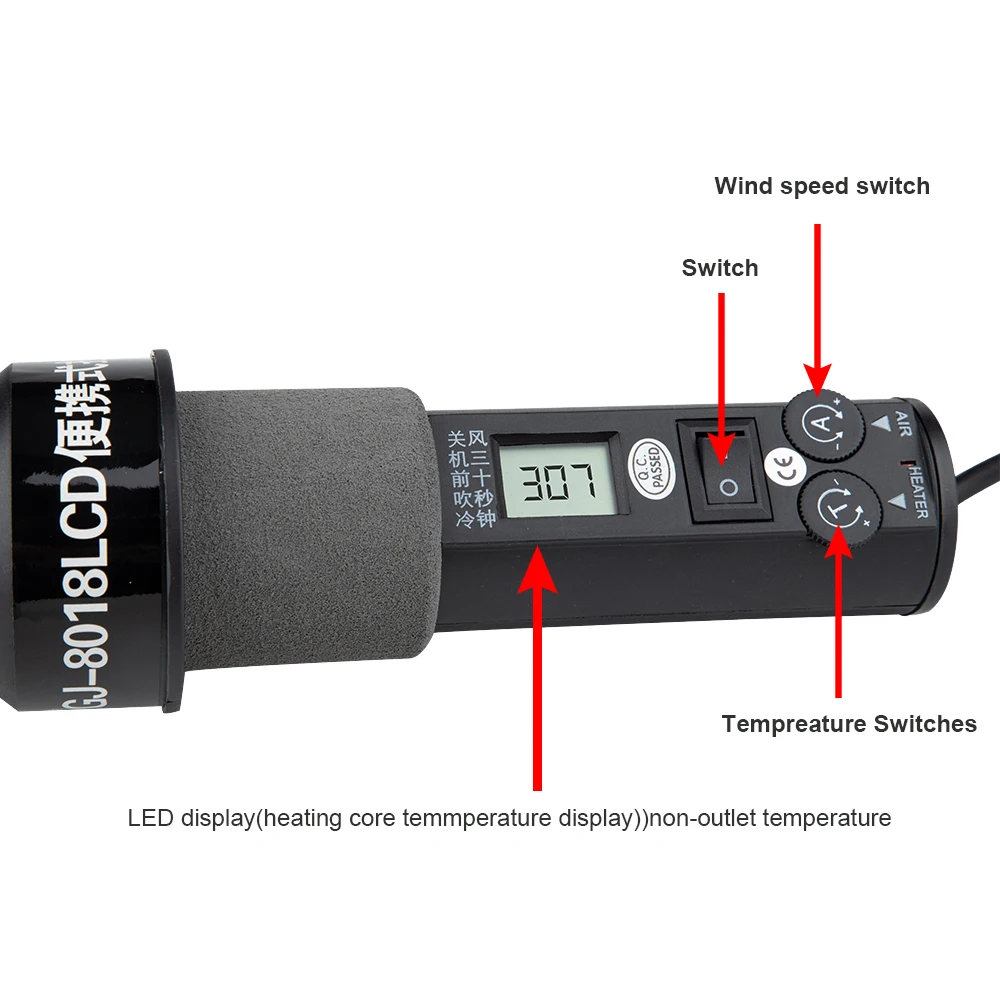 AC 220V 450W Heat Guns 450 Degree LCD Adjustable Electronic Heat Hot Air Gun For 8018LCD Desoldering Soldering Station