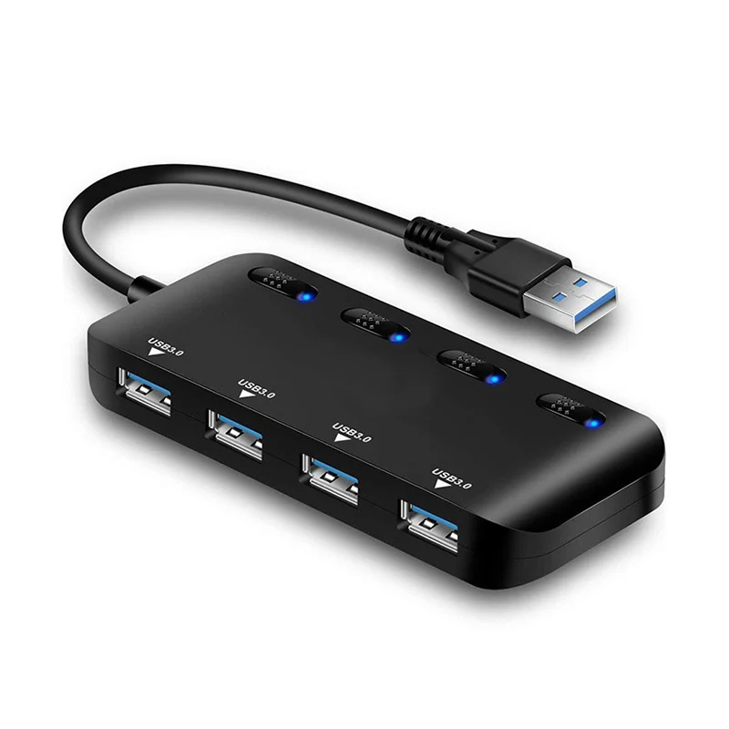 Black Ультра-тонкий Usb 3,0 4-Порты и разъёмы концентратор один-четыре Usb3.0 концентратор 4-Порты и разъёмы переключатель - Цвет: Black