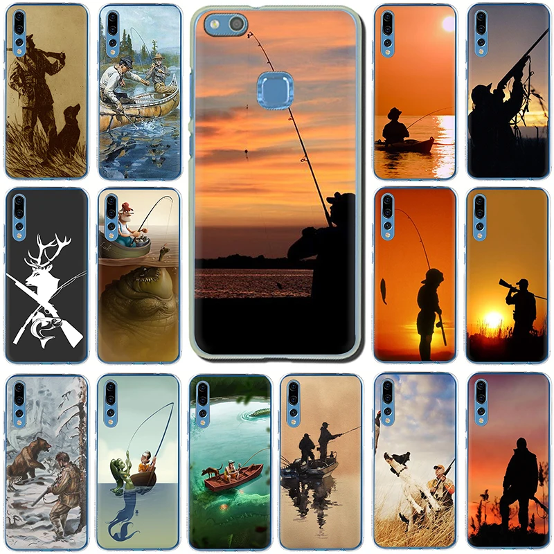 

Hunting animal and fishing man Hard phone case for Huawei Honor 6A 6C 7A Pro 7C 7X 8 9 10 Lite 8C 8X Play