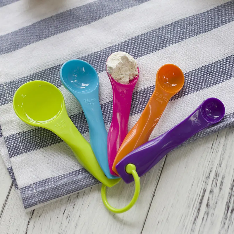 

5Pcs/Set Plastic Measuring Spoon Cup Set For Coooking Kitchen Measuring Scoop Tools Sauce Sugar Condiment Seasoning Spoons