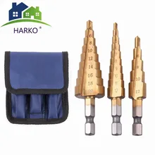 3 шт из быстрорежущей стали титановые ступенчатые сверла 3-12 мм 4-12 мм 4-20 мм ступенчатые конусные режущие инструменты стальной деревообрабатывающий набор для сверления дерева и металла