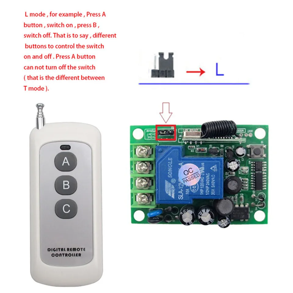 Универсальный беспроводной радиочастотный передатчик приемник Пульт дистанционного управления реле 433 МГц AC230V 30A беспроводной переключатель для внутреннего освещения