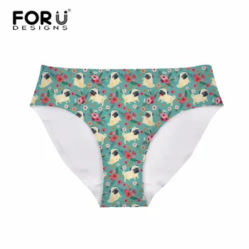 

FORUDESIGNS Breathable Girls Summer Sexy Panties Funny Pug Dog/Shih Tzu/Westie Flower Print Woman Underwear Elastic Fit Knickers