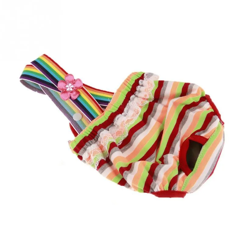 Female-Pet-Dog-Lace-Rainbow-Striped-Shorts-Puppy-Cat-Diaper-Sanitary-Short-Pants-Suspenders-Physiological-Sanitary